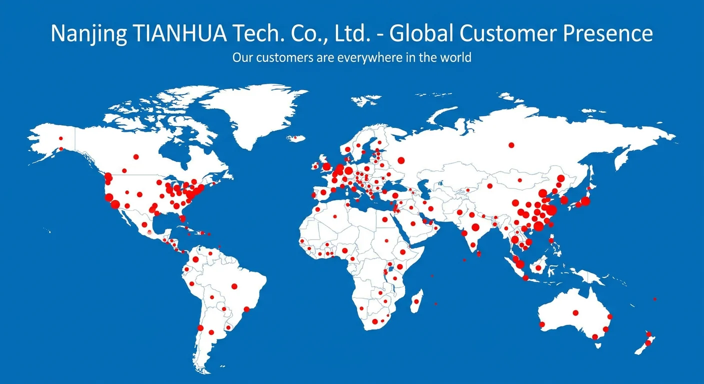 Map of Tianhua customer presence across global markets