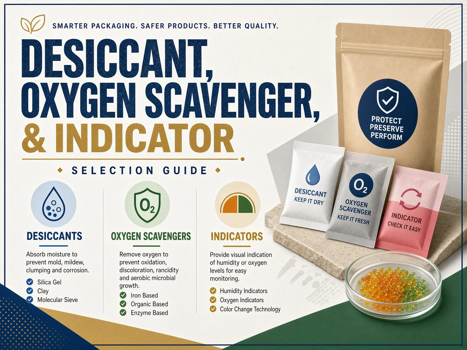 Oxygen absorber and desiccant product selection guide