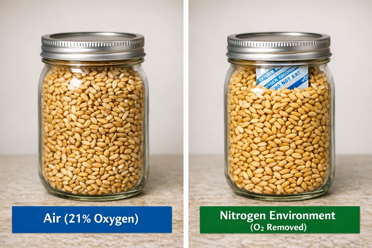 Container volume and headspace used to calculate oxygen absorber capacity