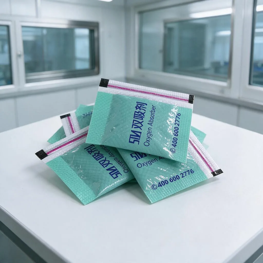Tianhua pharmaceutical oxygen absorber sachets displayed in a controlled facility