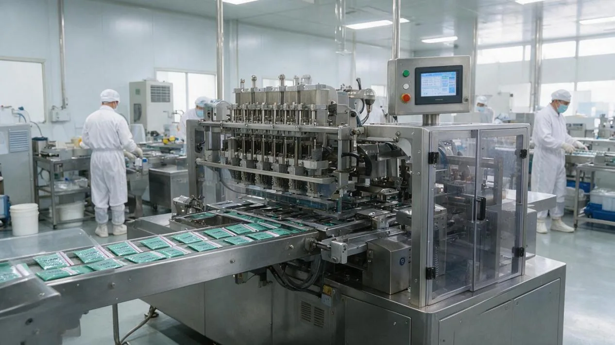Automated sheet-type packaging bag sealing line in the Tianhua workshop